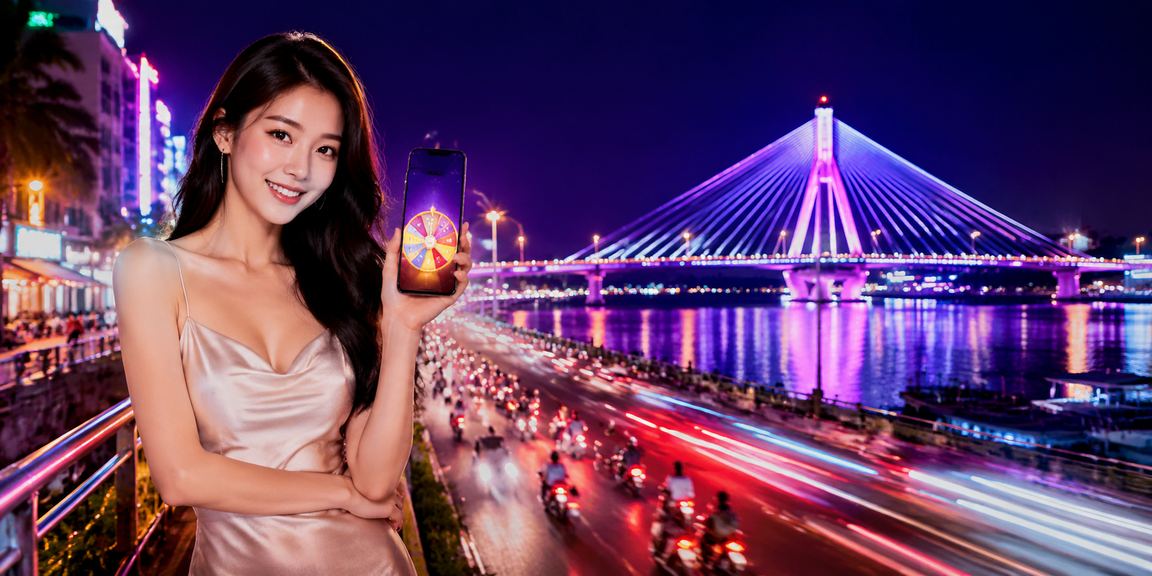 Khung cảnh Cần Thơ với giao diện giải trí neon trên thiết bị di động